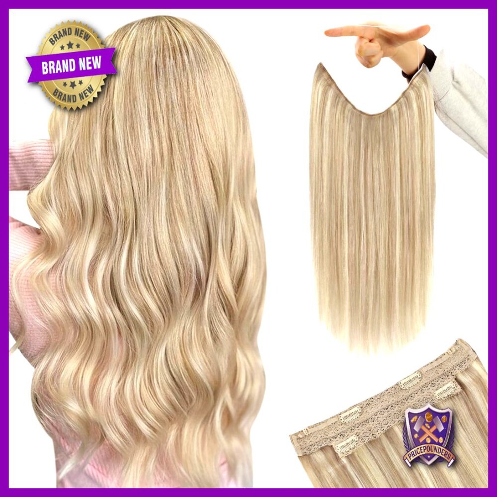 Wire Hair Extensions Real Human Hair Invisible Clip Heat Style Versatile
